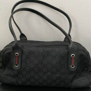 Authentic Gucci GG Black Canvas Red & Green Accent Great Condition